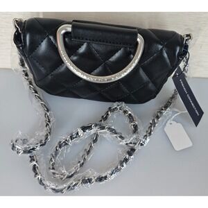 Quilted Purse Top Handle Crossbody Bag Mell Black by French Connection